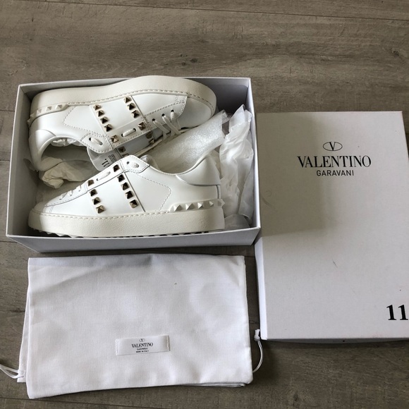 Valentino Garavanti White Rockstud Sneakers Size 6 - Picture 4 of 6